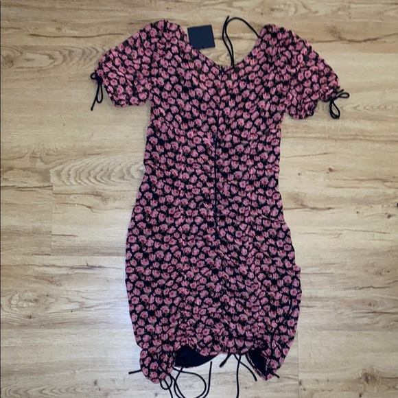Dress Forum Black and Pink Floral Mini Dress - Picture 4 of 7